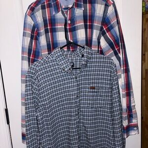 Men's L Blue plaid Lands End flannel &multi-color plaid Banana Republic shirts